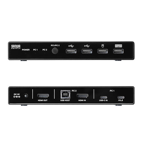 USB Type-C/HDMI パソコン切替器 2台切替 KVMスイッチ ドッキングステーション USB PD対応 USBキーボード USBマウス