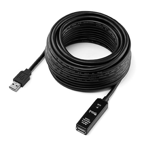 USB延長ケーブル(15m・USB2.0・ブラック・USB Aコネクタ(オス)-USB Aコネクタ(メス))