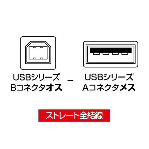 USBアダプタ(Bコネクタ オス - Aコネクタ メス)