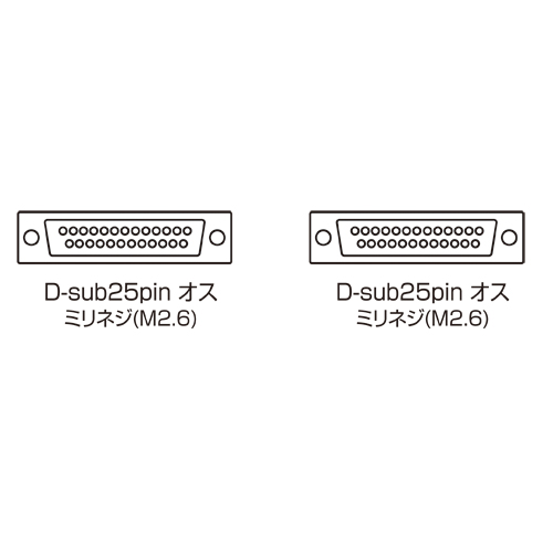 RS-232Cケーブル(D-sub25pinオス（ミリネジ）-D-sub25pinオス（ミリネジ）・クロス結線・同期通信・3m)