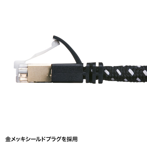 カテゴリ7 LANケーブル 5m ブラック&ホワイト つめ折れ防止 細径メッシュ
