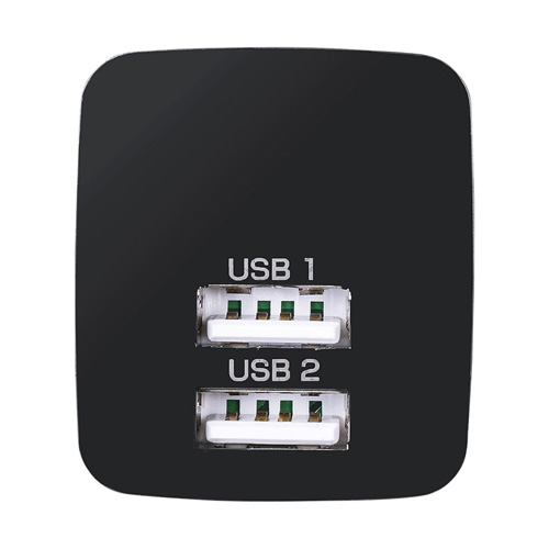 USB充電器(2ポート・2.4A・小型・ブラック)
