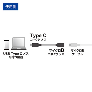 Type C USB2.0 micro B変換アダプタケーブル 10cm ブラック