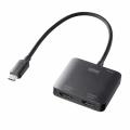 USB Type-C HDMI変換アダプタ 2画面 4K/60Hz HDR対応 PD100W ケーブル長20cm ブラック