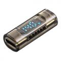 【アウトレット】電力モニター付き USB-C中継アダプタ  メス-メス 延長 USB 40Gbps USB PD 140W クリアカラー