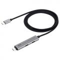 USBハブ付き USB Type-Cケーブル 1m USB-C×2 USB 5Gbps USB PD 100W対応 ブラック