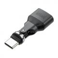 USB変換アダプタ 540°回転 L型コネクタ USB2.0 USB-Cオス USB Aメス ガンメタリック