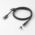マグネットコネクタ USB Type-Cケーブル 1m USB2.0 USB PD 60W ナイロンメッシュ被覆 ブラック