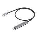 USBハブ付き USB Type-Cケーブル 0.5m USB-C×2 USB 5Gbps USB PD 100W対応 ブラック