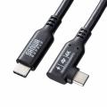 USB Type-Cケーブル 1m 10Gbps USB PD 100W L字コネクタ 4K/60Hz映像出力 ブラック