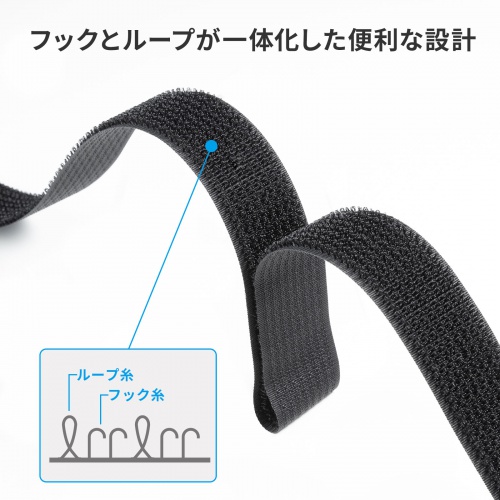 面ファスナー結束バンド 幅25mm 長さ3m ブラック 専用カン付き