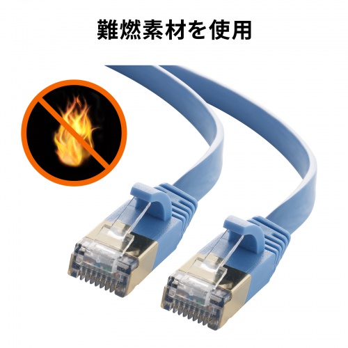 薄型LANケーブル カテゴリ7 1m より線 STP ブルー
