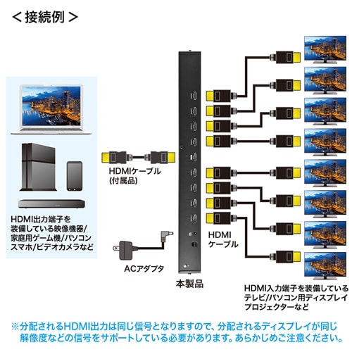 HDMI分配器(8分配・4K2K対応)/YVGAKUHDSP8/VGA-UHDSP8【ケーブルの