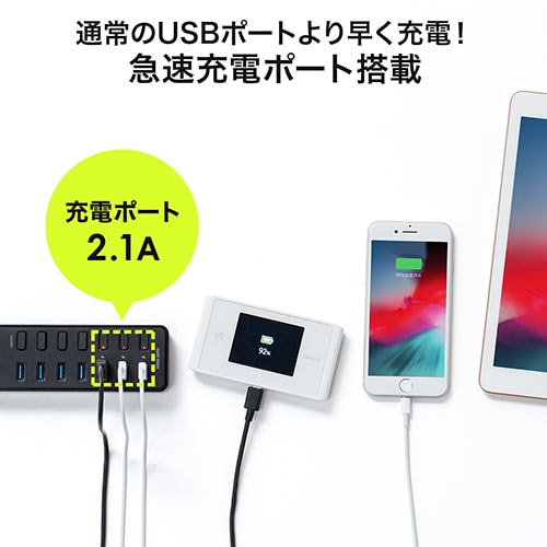 充電ポート付きUSBハブ(7ポート・充電ポート×3・個別スイッチ