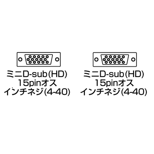 【アウトレット】ディスプレイケーブル(アナログRGB・ミニD-sub15pinオス-ミニD-sub15pinオス・4m・ストレート全結線)