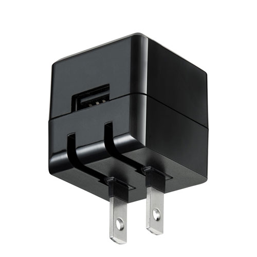 キューブ型USB充電器(1A・高耐久タイプ・ブラック)