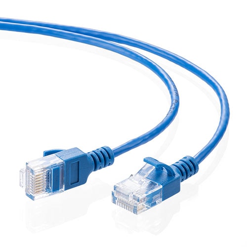 【アウトレット】極細LANケーブル Cat6A 2m より線 UTP 爪折れ防止カバーつき ブルー