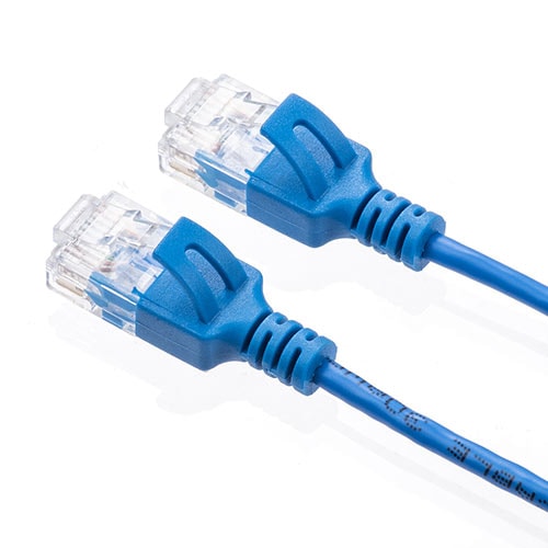 【アウトレット】極細LANケーブル Cat6A 2m より線 UTP 爪折れ防止カバーつき ブルー