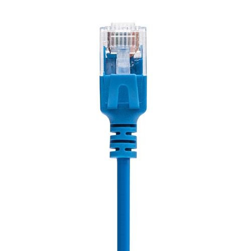 【アウトレット】極細LANケーブル Cat6A 2m より線 UTP 爪折れ防止カバーつき ブルー