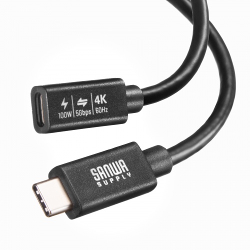 USB Type-C 延長ケーブル 0.1m USB 5Gbps USB PD100W対応