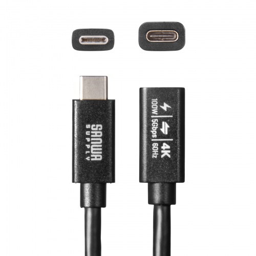 USB Type-C 延長ケーブル 0.1m USB 5Gbps USB PD100W対応