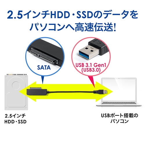 【アウトレット】SATA-USB A変換ケーブル USB3.1 Gen1 2.5インチSSD HDD