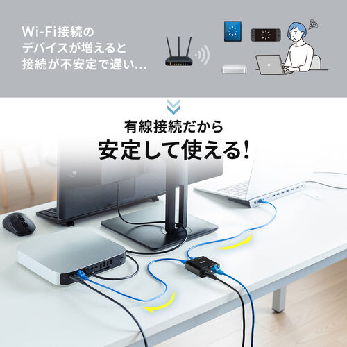 スイッチングハブ LANハブ ギガビット 3ポート USB給電 アルミ筐体