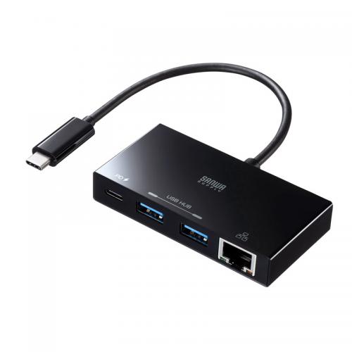 USB Type-C LANアダプタ USBハブ付き USB A×2 USB3.1 Gen1/USB