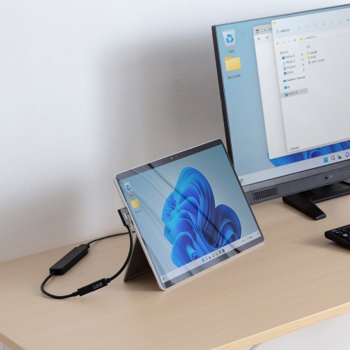USB Type-C延長ケーブル L字コネクタ 0.1m USB 5Gbps USB PD100W対応 ブラック