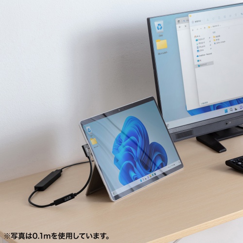 USB Type-C延長ケーブル L字コネクタ 0.5m USB 5Gbps USB PD 100W ブラック