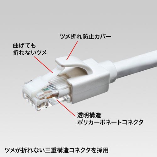 【アウトレット】Cat6A LANケーブル 30m 爪折れ防止カバー ホワイト