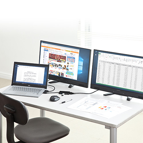 【アウトレット】USB-HDMI変換アダプタ(USB3.0ハブ付・ディスプレイ増設・デュアルモニタ・ディスプレイアダプタ)