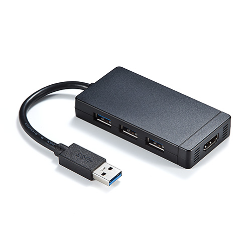 【アウトレット】USB-HDMI変換アダプタ(USB3.0ハブ付・ディスプレイ増設・デュアルモニタ・ディスプレイアダプタ)