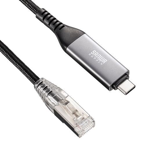 USB Type-C LAN変換ケーブル 3m カテゴリ6 1Gbps ギガビット スリム メッシュ MACアドレスパススルー対応