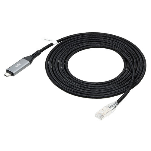 USB Type-C LAN変換ケーブル 3m カテゴリ6 1Gbps ギガビット スリム メッシュ MACアドレスパススルー対応