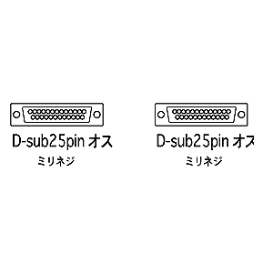 【アウトレット】RS-232Cケーブル(D-sub25pinオス(ミリネジ)-D-sub25pinオス(ミリネジ)・モデム/TA/切替器・3m・ストレート全結線)