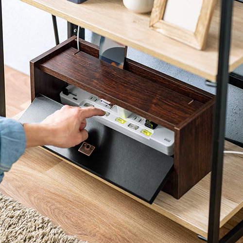 卓上 ケーブルボックス 電源タップ収納 スマホスタンド機能つき ダーク