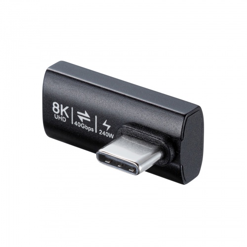USB-C変換アダプタ L字型 縦挿し USB 40Gbps USB PD240W ブラック
