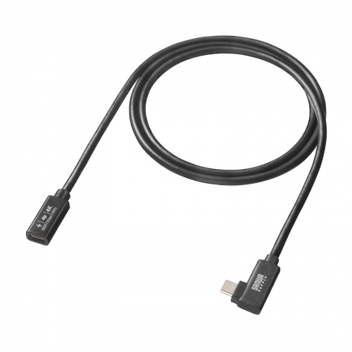 USB Type-C延長ケーブル L字コネクタ 1m USB 5Gbps USB PD 100W ブラック