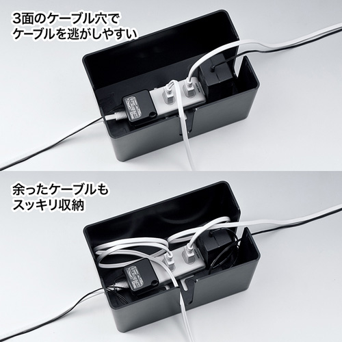 ケーブル&タップ収納ボックス(Sサイズ・ブラック)/CB-BOXP1BKN2/CB