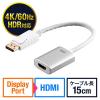 DisplayPort-HDMI変換アダプタ(4K/60Hz対応・HDR対応・15cm・ホワイト)