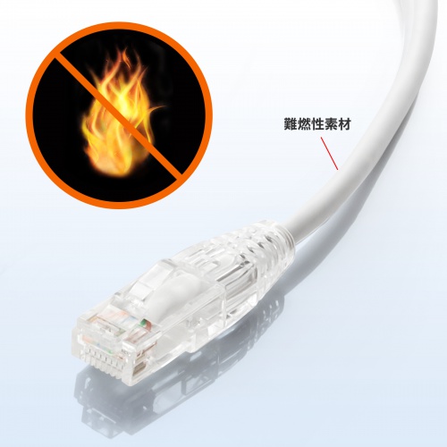 カテゴリ6A LANケーブル 1m やわらかスリムタイプ ツメ折れ防止 より線 UTP ホワイト
