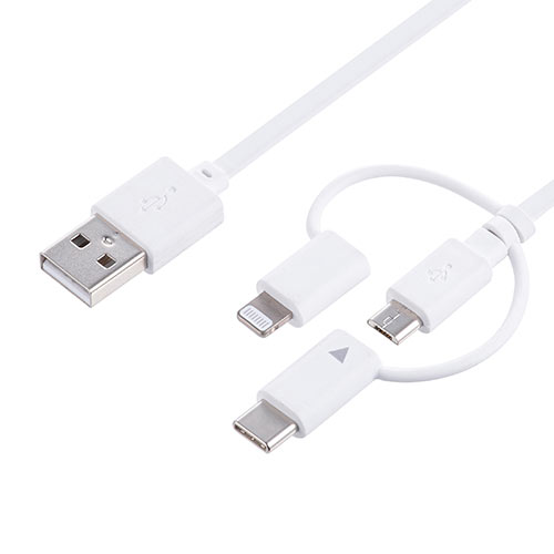 3in1 充電ケーブル ライトニング マイクロUSB USB Type-C巻取り