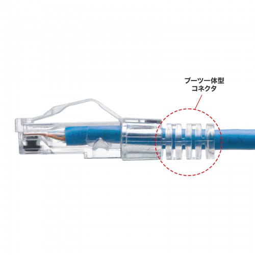 カテゴリ6A への字ラッチ 0.5m スリムケーブル ツメ折れ防止 やわらかLANケーブル 10Gbps より線 RJ45 ブルー