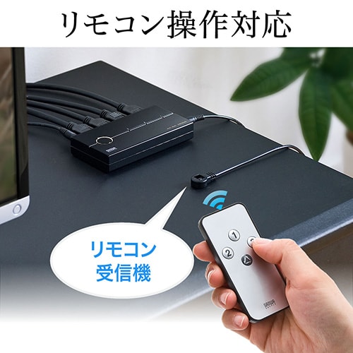 HDMIセレクター 3入力 1出力 4K/30Hz リモコン付き 自動切り替えなし