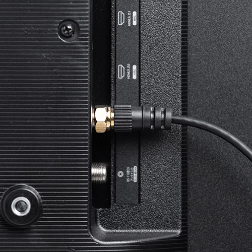 極細アンテナケーブル 5m 4K/8K対応 S2.5C 片側L字コネクタ ブラック