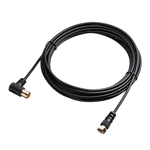 極細アンテナケーブル 5m 4K/8K対応 S2.5C 片側L字コネクタ ブラック