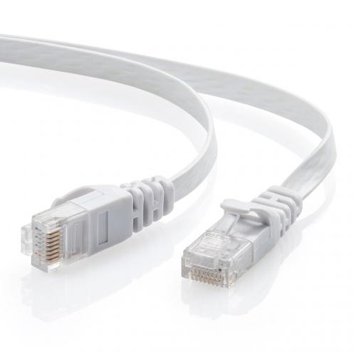 【アウトレット】薄型LANケーブル Cat6 10m より線 ストレート結線 ホワイト
