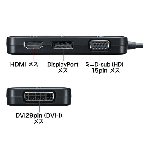 USB Type C-マルチ変換アダプタ(HDMI・VGA・DVI・DisplayPortポート