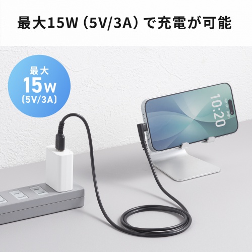 USB Type-Cケーブル 1m USB 2.0 L型コネクタ USB-C USB Aコネクタ